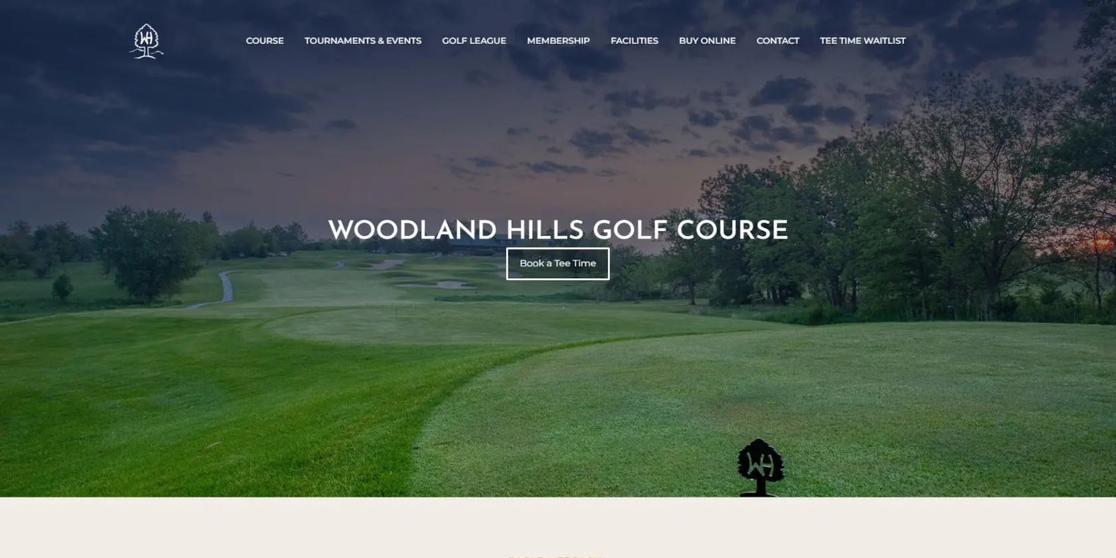 Woodland Hills Golf Course website, designed by CourseLogix